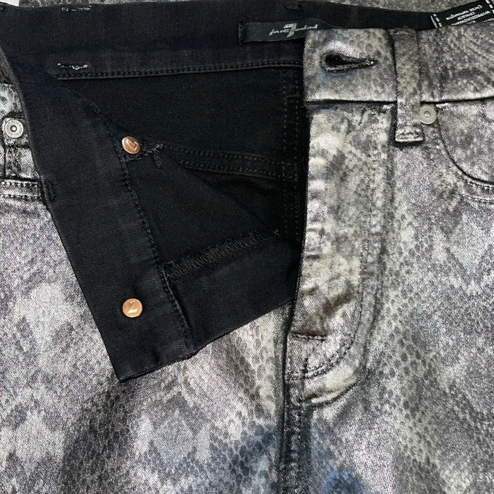 7 for All Mankind Python High Waist Ankle Skinny Jeans Sz. 26 in Metallic Silver